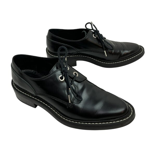 Rag & Bone Kenton Leather Derby Shoes Womens 8.5-9 Black Made in Italy